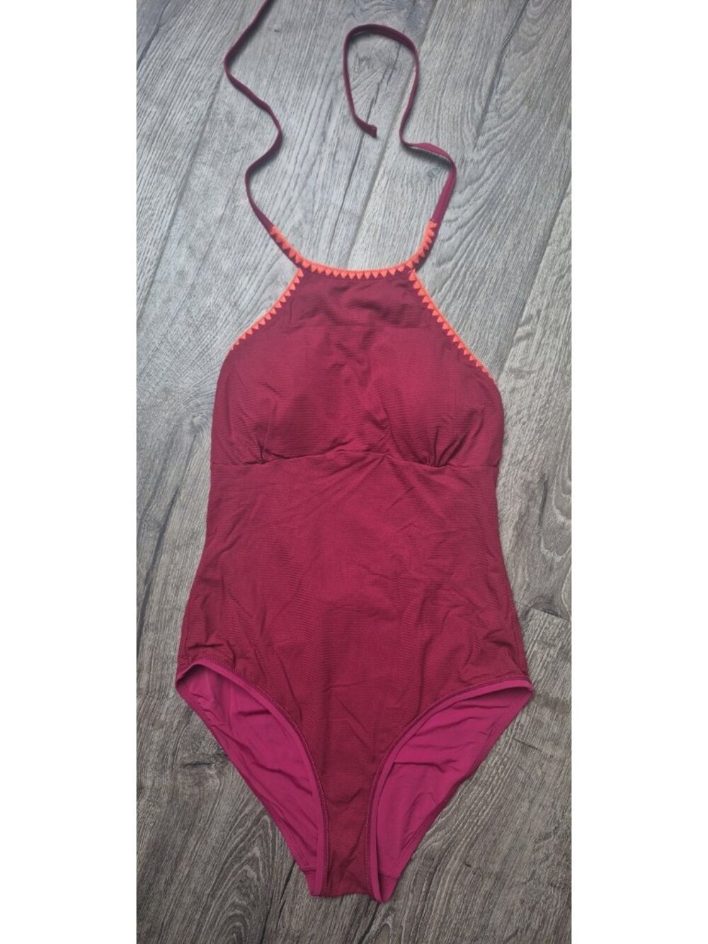 Afriel & Tabbris Burgundy & Orange High-cut One-piece Swimsuit Women’s Size 12